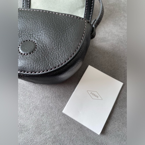 Fossil Black Leather Harwell Mini Flap Crossbody Purse NWT - Picture 7 of 10